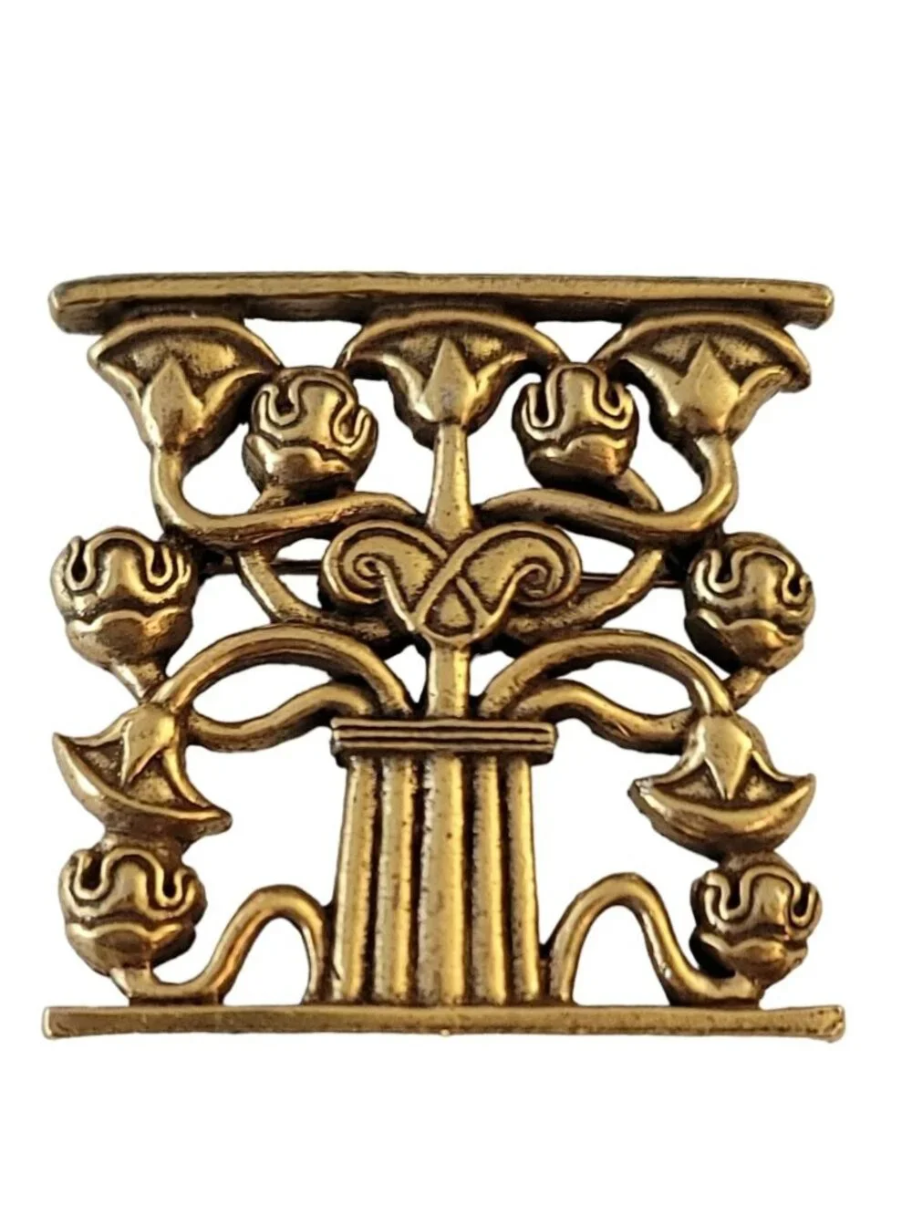 Metropolitan Museum of Art Gold Tone Corbel Flower Tree of Life Pin Brooch, M601